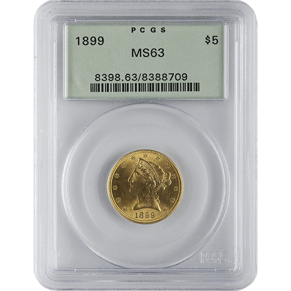 $5 U.S. GOLD LIBERTY PCGS63 - Obverse