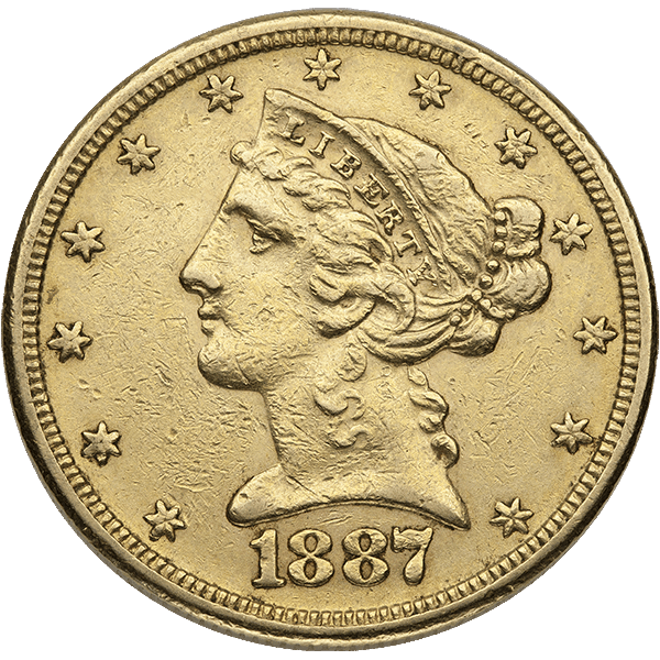 $5 U.S. GOLD LIBERTY XF - Obverse