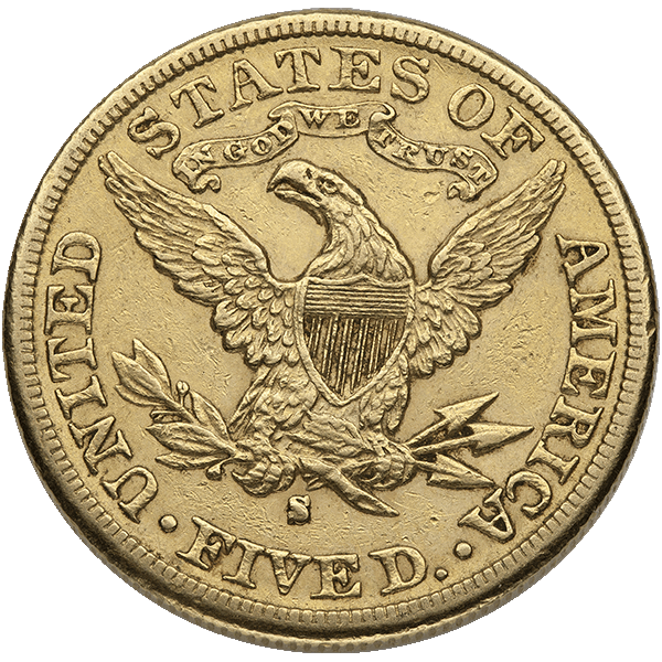$5 U.S. GOLD LIBERTY XF - Reverse
