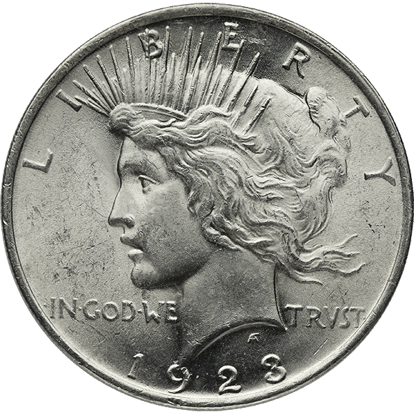AMERICAN SILVER PEACE DOLLAR BU - Obverse