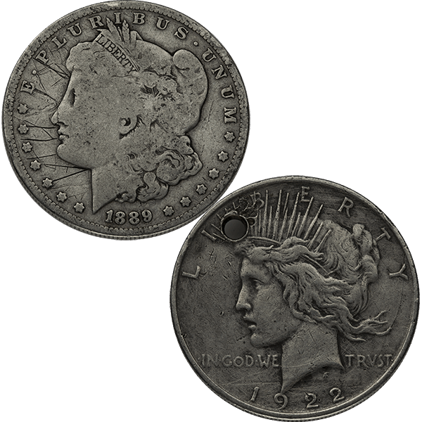 AMERICAN SILVER DOLLAR - DAMAGED - Obverse