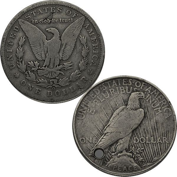 AMERICAN SILVER DOLLAR - DAMAGED - Reverse