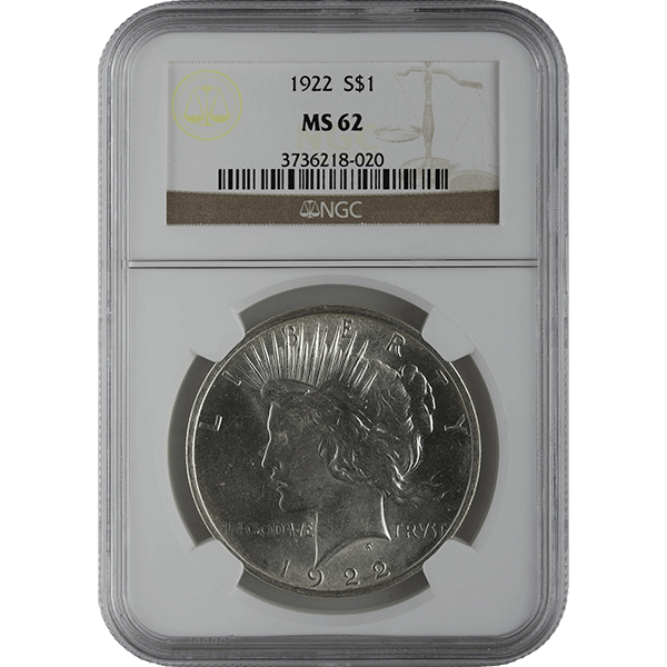 1921-1935 AMERICAN SILVER PEACE DOLLAR NGC62 - Obverse