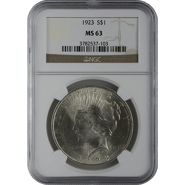 1921-1935 AMERICAN SILVER PEACE DOLLAR NGC63 - Obverse