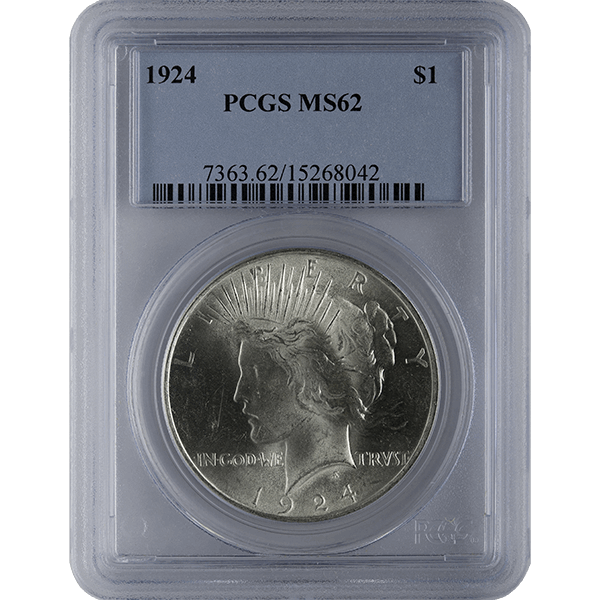 1921-1935 AMERICAN SILVER PEACE DOLLAR PCGS62 - Obverse