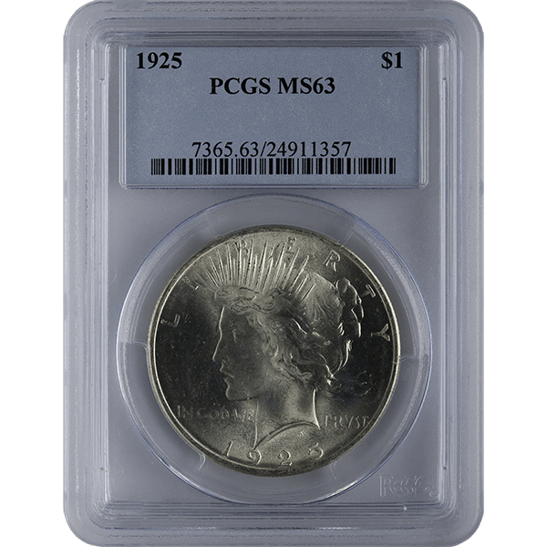 1921-1935 AMERICAN SILVER PEACE DOLLAR PCGS63 - Obverse