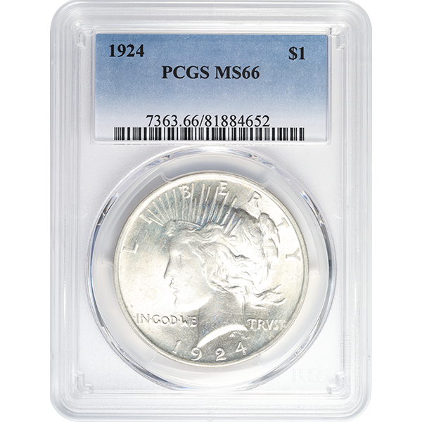 1921-1935 AMERICAN SILVER PEACE DOLLAR PCGS66 - Obverse
