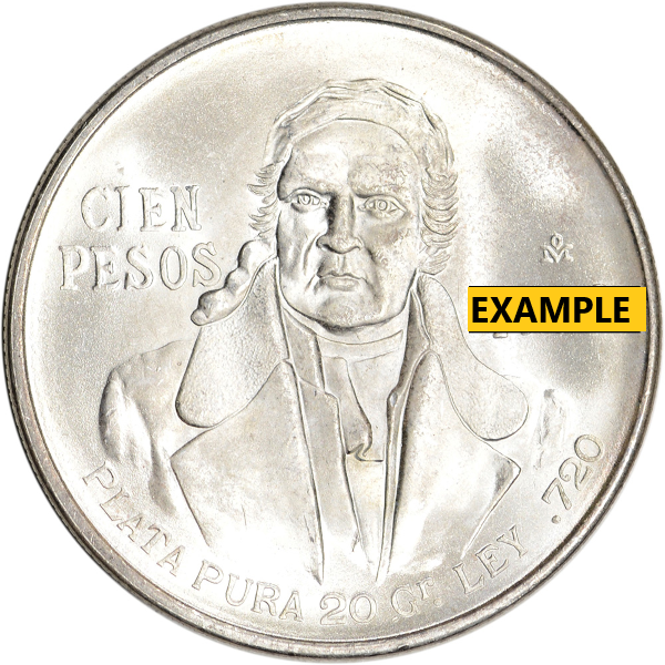1977-1979 MEXICAN 100 PESO SILVER - Obverse