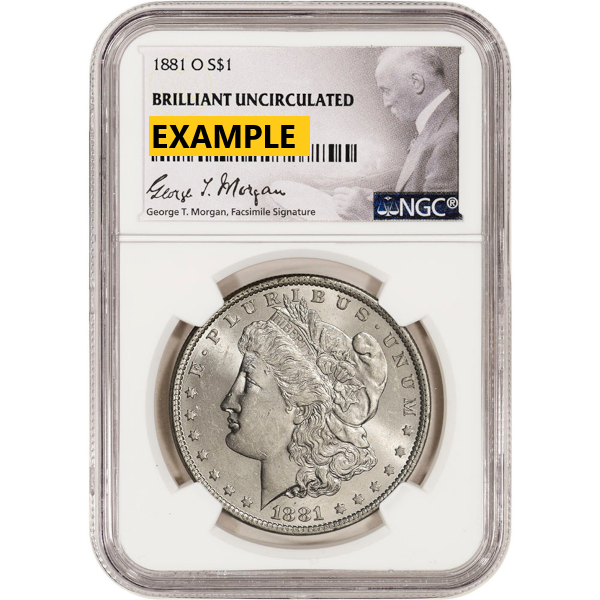 1881-O MORGAN SILVER DOLLAR NGC BU G.T. MORGAN LABEL - Obverse