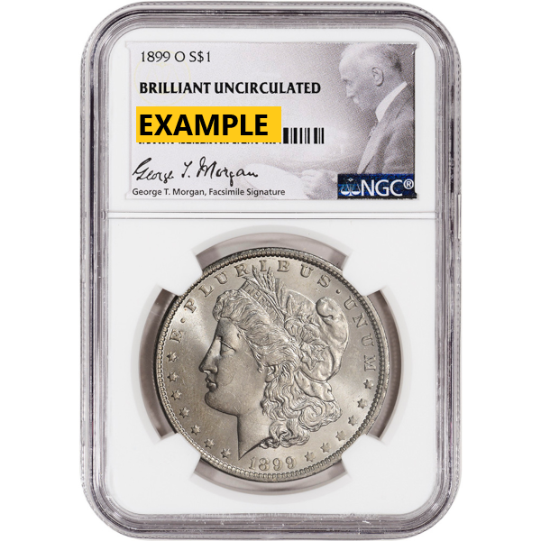 1899-O MORGAN SILVER DOLLAR NGC BU G.T. MORGAN LABEL - Obverse