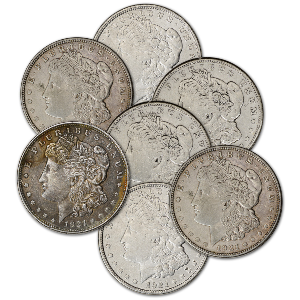 AMERICAN SILVER DOLLAR 1921 MORGAN CLEANED OR EXCESSIVE WEAR - Obverse
