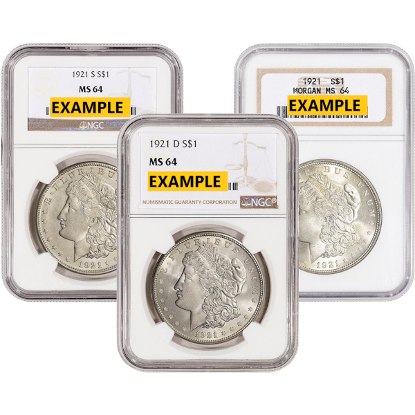 1921 AMERICAN SILVER MORGAN DOLLAR NGC64 - Obverse