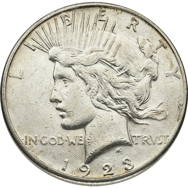 AMERICAN SILVER PEACE DOLLAR CLEANED OR EXCESSIVE WEAR - Obverse