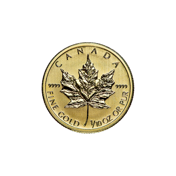1/10 OZ CANADIAN GOLD MAPLE LEAF Reverse