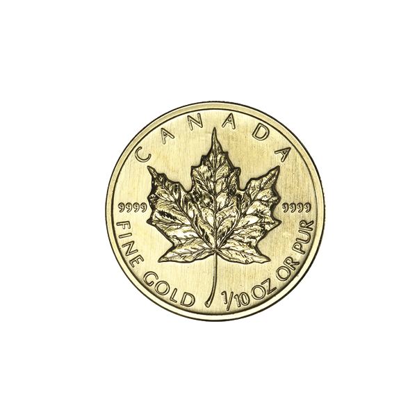1/10 OZ CANADIAN GOLD MAPLE LEAF - NO PLASTIC Reverse