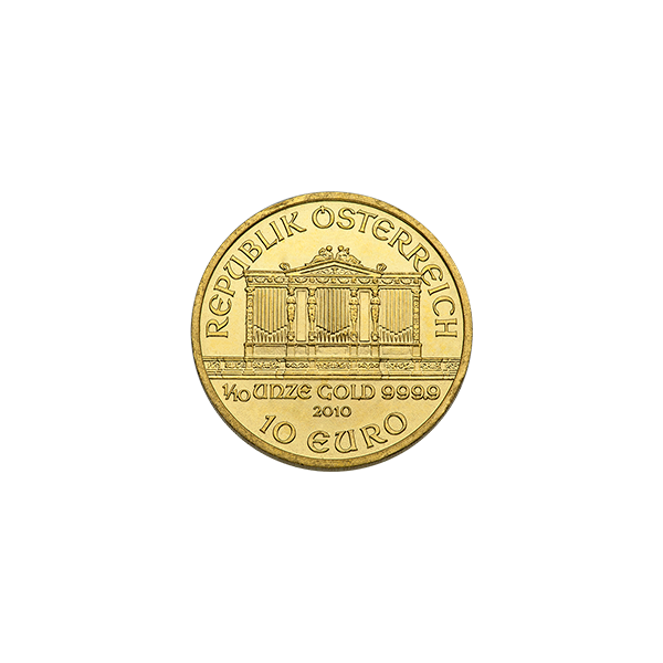 1/10 OZ AUSTRIAN GOLD PHILHARMONIC Reverse