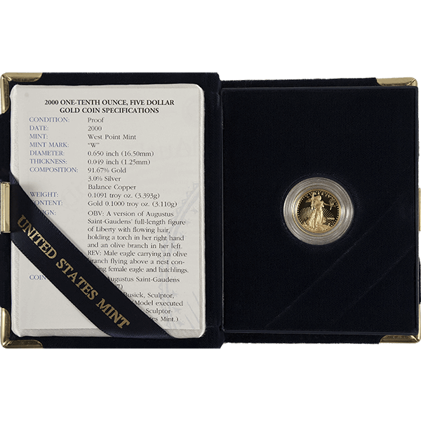 1/10 OZ AMERICAN GOLD EAGLE PROOF WITH ORIGINAL BOX AND PAPERS - Obverse
