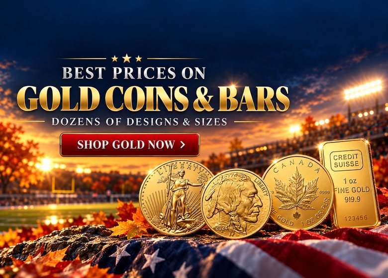 Gold coins and bars in autumn football setting